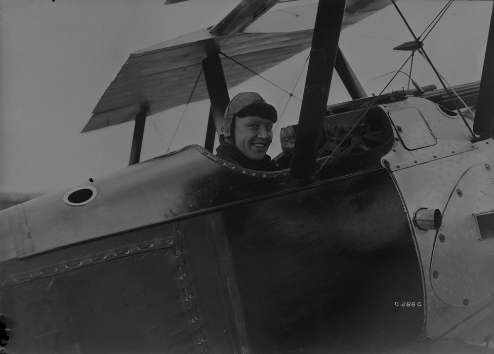 Major Raymond Collishaw, Commanding Officer, in a Sopwith F.1 Camel Aircraft of No. 203 Squadron, R.A.F., Izel-le-Hameau (Filescamp Farm), France, 12 July 1918. Allonville, France. MIKAN No. 3214135