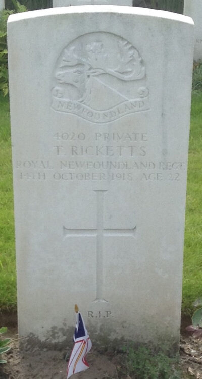 Private Thomas Ricketts Royal Newfoundland Regiment in the Great War