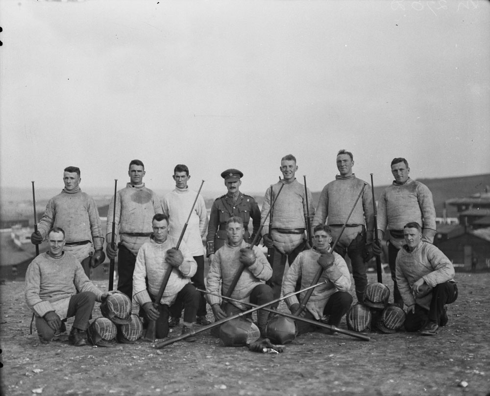 "Seaford Camp, October 1917": Bayonet-fighting instructors, 16th Reserve Bn. MIKAN No. 3406043