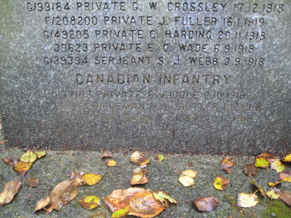 Canadian casualties listed on the Vladivostok Memorial