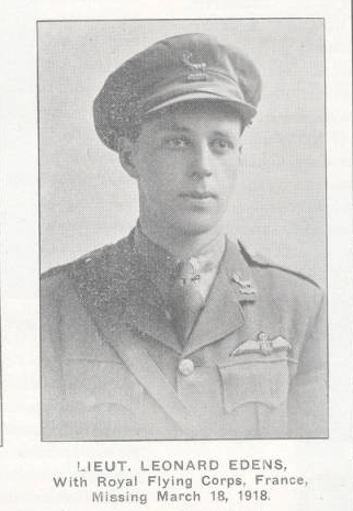 Lieutenant Leonard Aynge Edens in the Great War